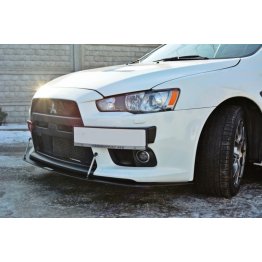 Накладка сплиттер на передний бампер вариант 4 на Mitsubishi Lancer X Evo